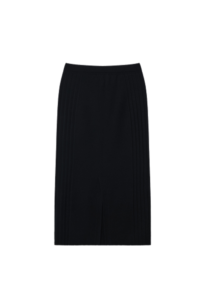 골지 니트 롱스커트 (EFFDVSK01BLK)