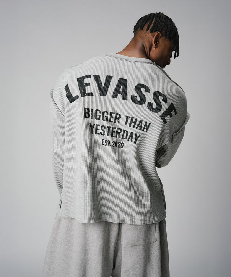 Oversized Inside Out  Waffle Long Sleeve_Gray