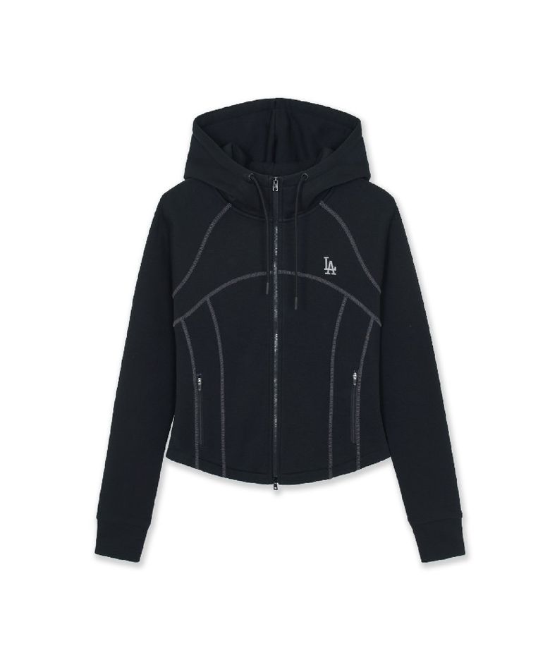 여성 베이직 스포티브 절개 기모 후드집업 LA (Black)