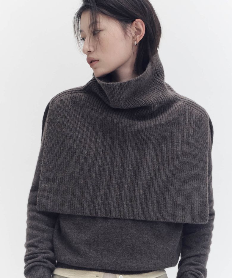[10 cashmere] 캐시미어 블렌드 넥워머_멜란지브라운
