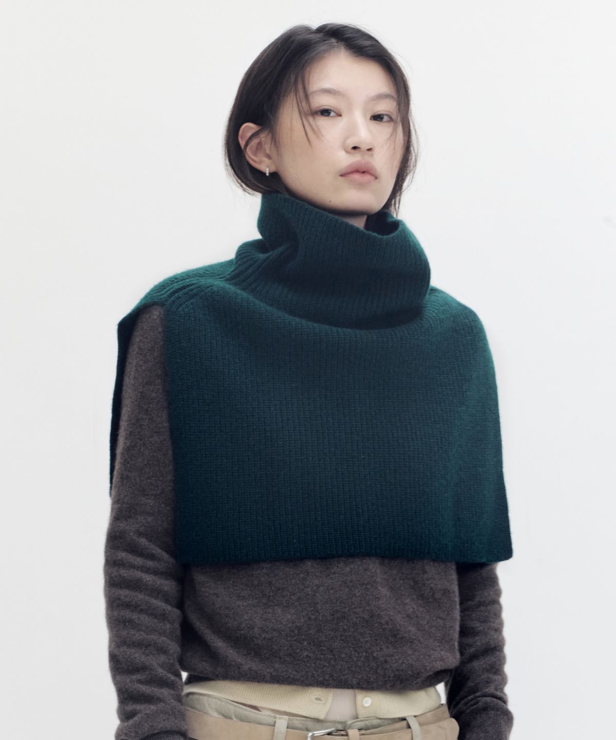 주느세콰(JE NE SAIS QUOI) [10 cashmere] 캐시미어 블렌드 넥워머_딥그린