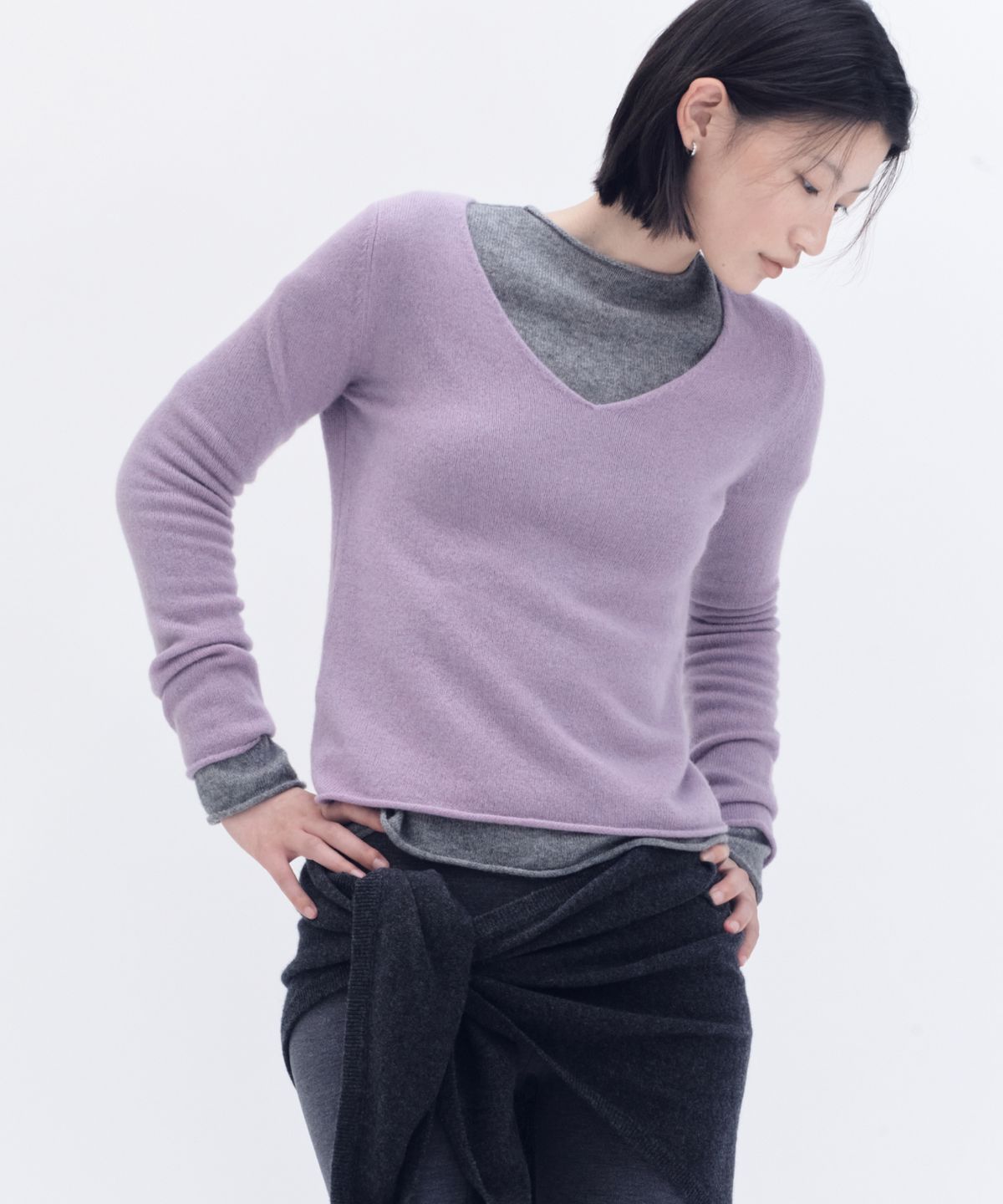 주느세콰(JE NE SAIS QUOI) [10 cashmere] 포시즌 캐시미어 삼각숄 머플러_차콜