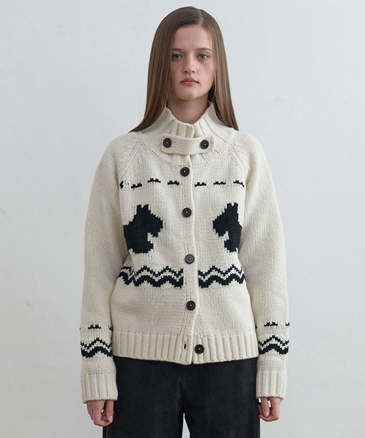 기준(KIJUN) Puppy Cowichan Cardigan_IVORY