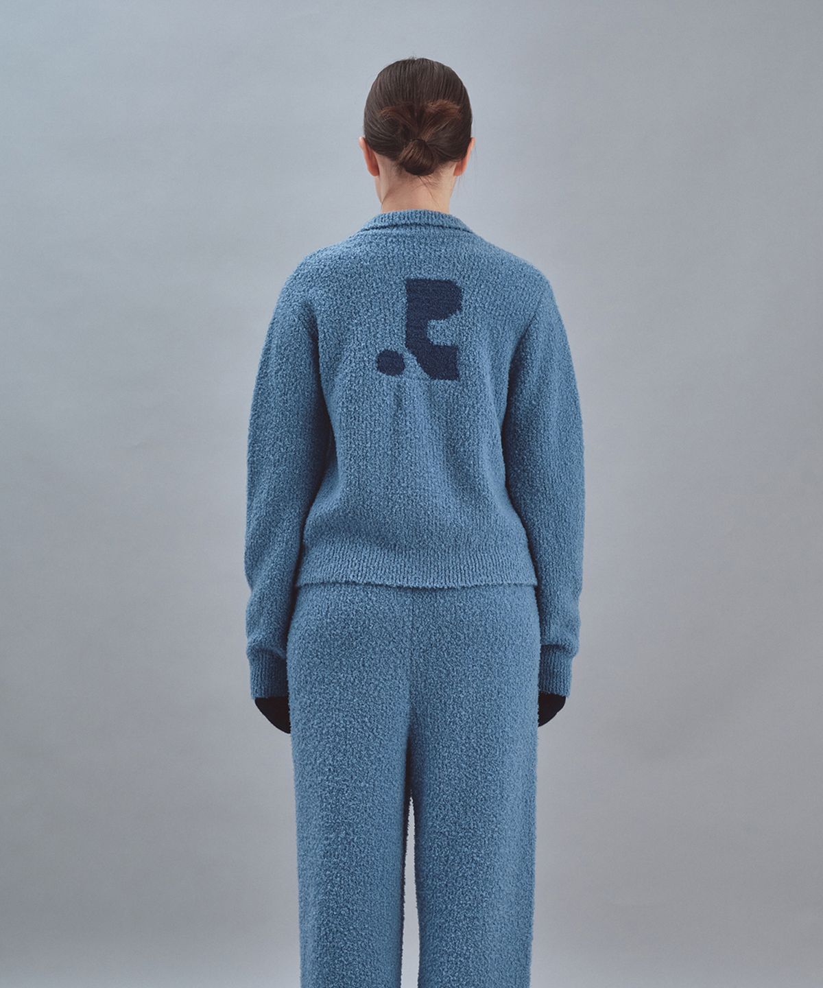 레스트앤레크레이션(REST&RECREATION) BOUCLE KNIT ZIP-UP JACKET - SKY BLUE