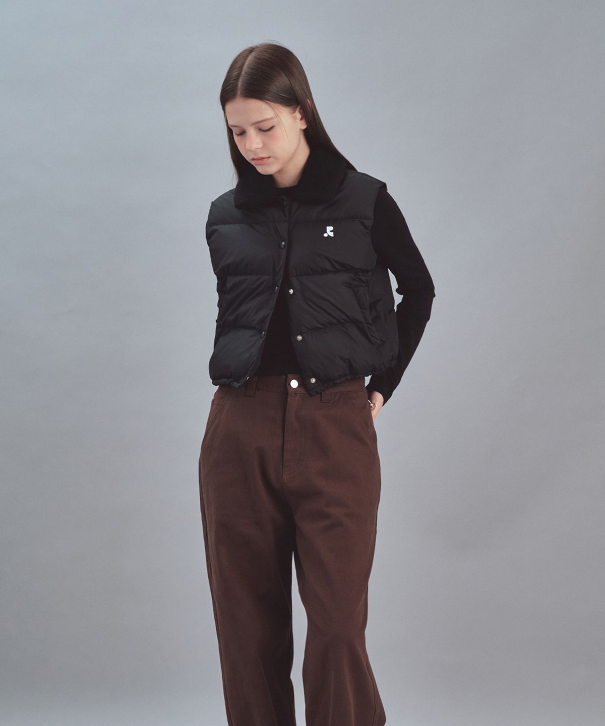 레스트앤레크레이션(REST&RECREATION) COLLAR DOWN VEST - BLACK
