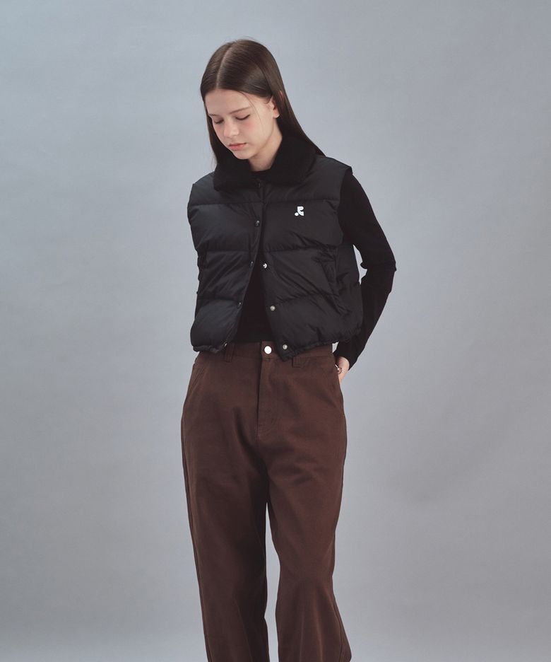 COLLAR DOWN VEST - BLACK