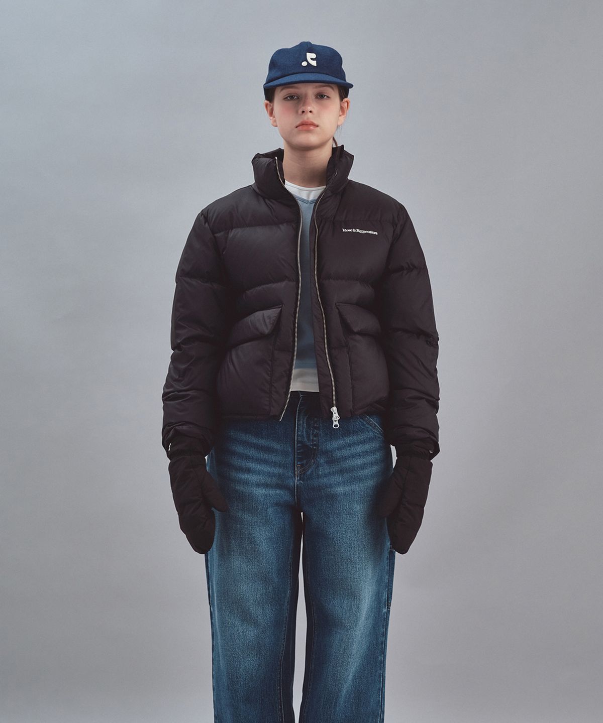 레스트앤레크레이션(REST&RECREATION) PUFFER POCKET DOWN JACKET - BLACK