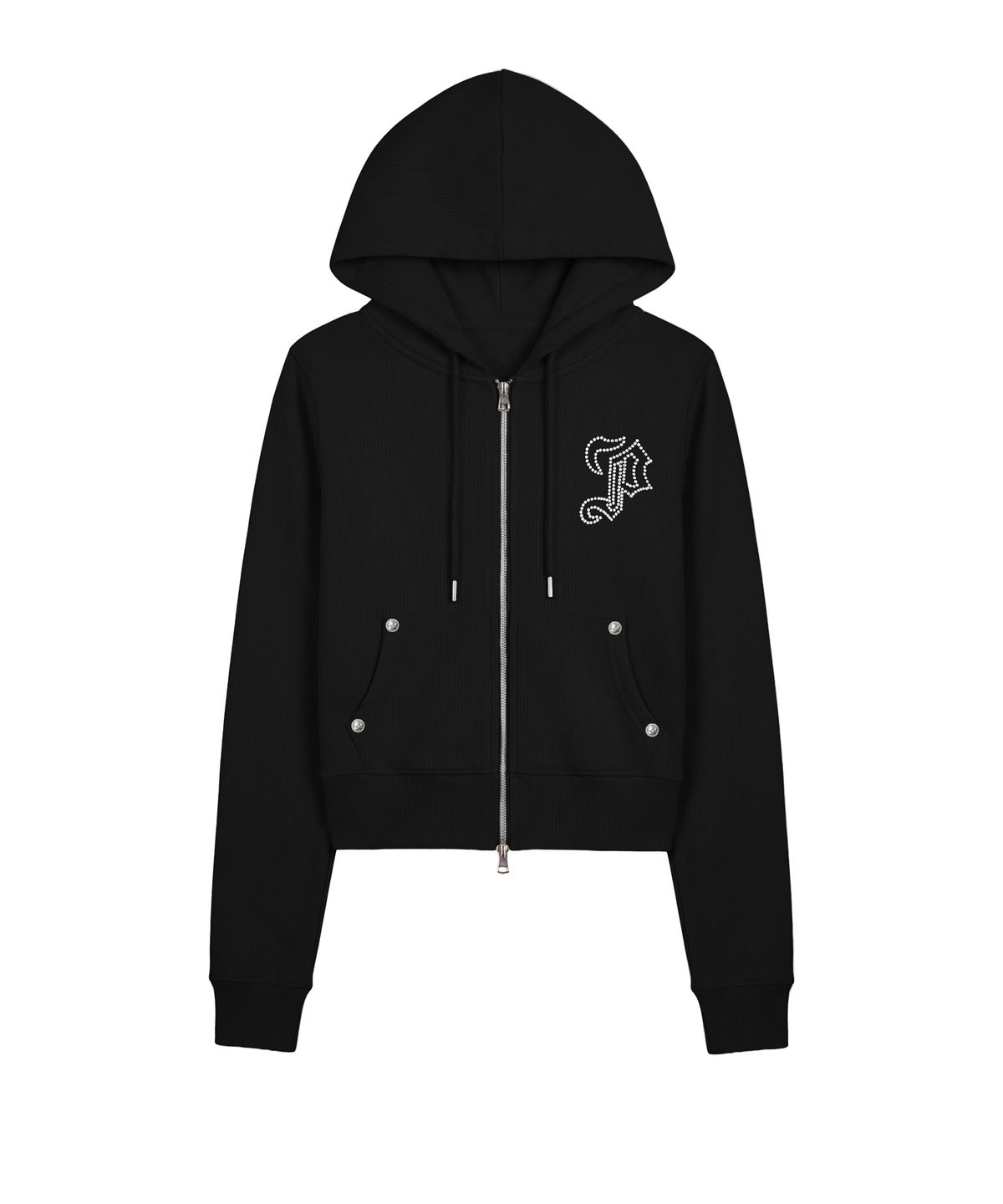 파시온(PASION) 엠블럼 글리터 후드집업_블랙 Emblem Glitter Hood Zip-Up_Black