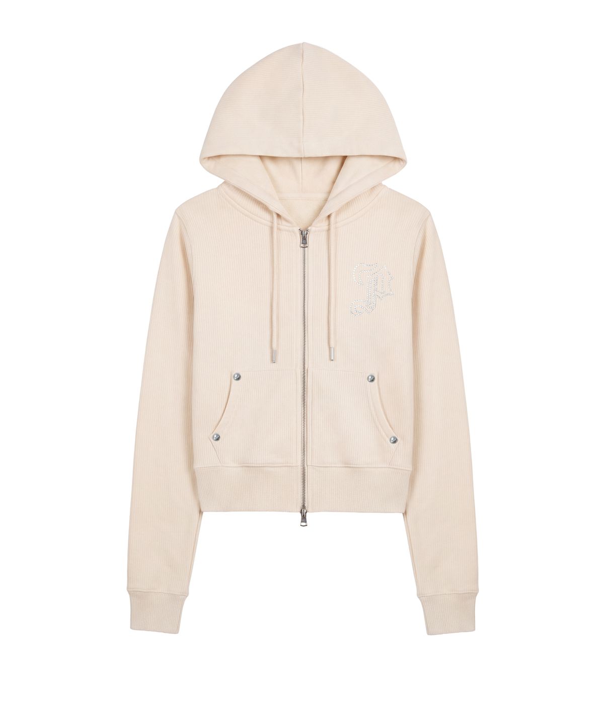 파시온(PASION) 엠블럼 글리터 후드집업_크림 Emblem Glitter Hood Zip-Up_Cream