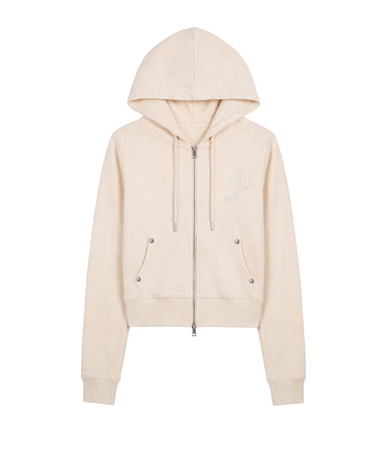 엠블럼 글리터 후드집업_크림 Emblem Glitter Hood Zip-Up_Cream