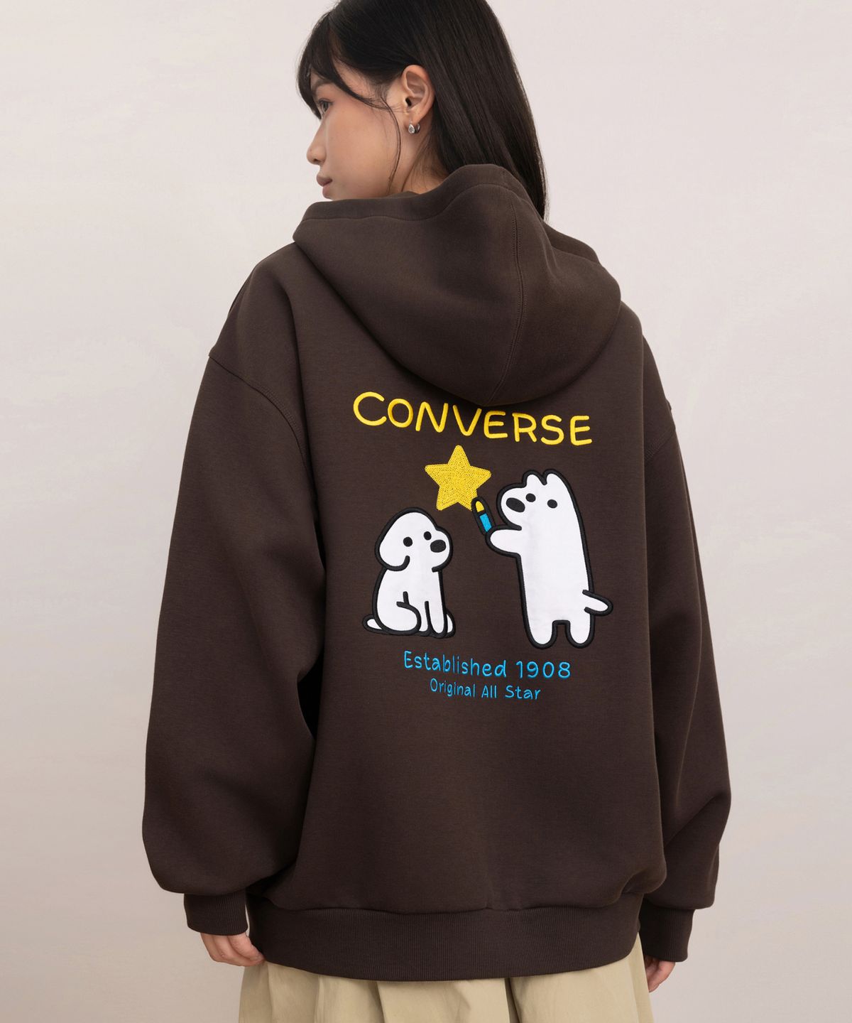 컨버스(CONVERSE) 컨버스 & 마츠이 그래픽 풀 집 플리스 탑 프레시 브루 MCK258-JFK