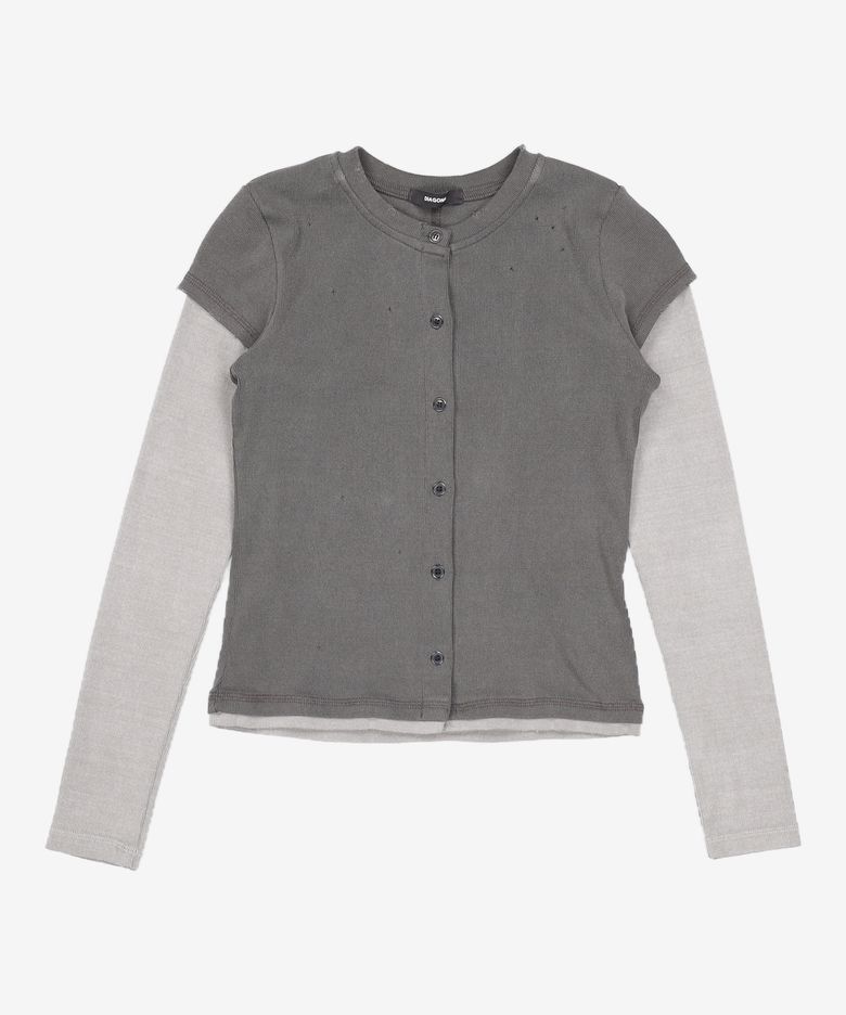 DOUBLE SLEEVE DAMAGE CARDIGAN XS