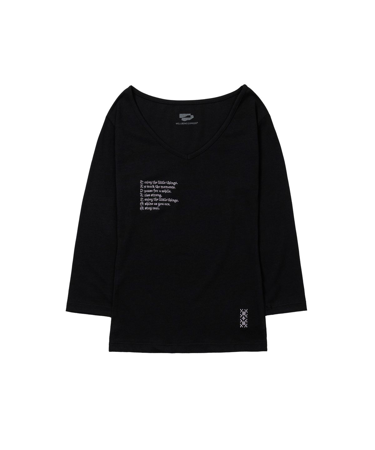 웰빙익스프레스(WELLBEING EXPRESS) V neck 3/4 sleeve Black