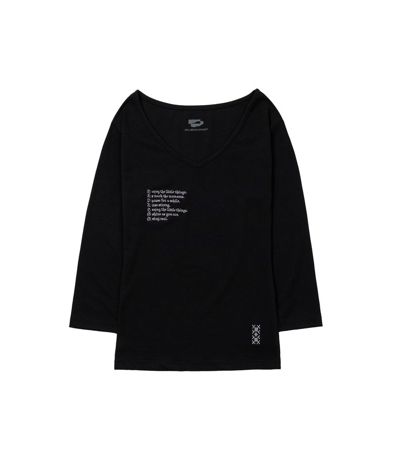 V neck 3/4 sleeve Black