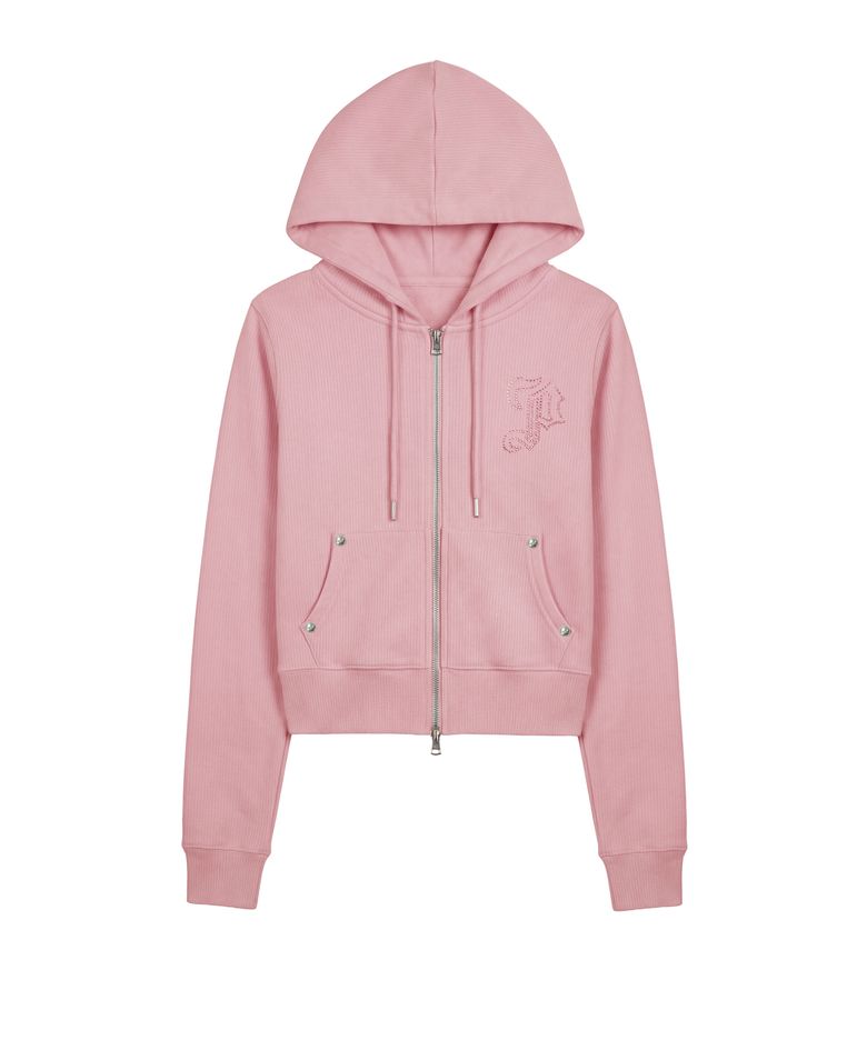 엠블럼 글리터 후드집업_라이트 핑크 Emblem Glitter Hood Zip-Up_Light Pink