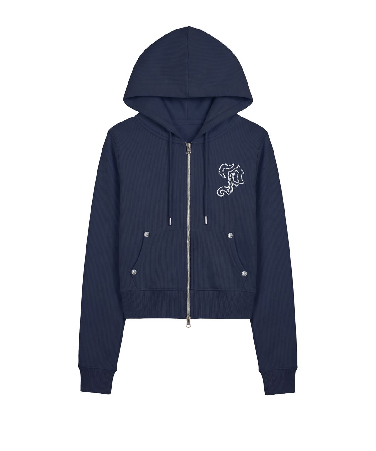 파시온(PASION) 엠블럼 글리터 후드집업_네이비 Emblem Glitter Hood Zip-Up_Navy