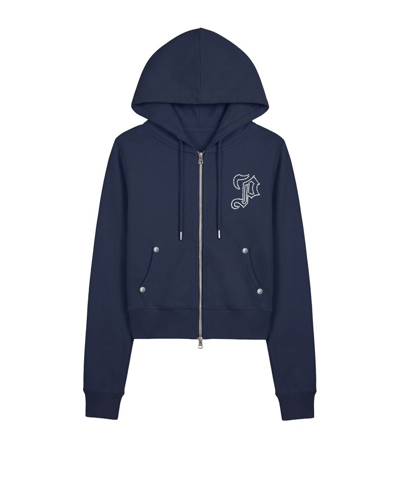 엠블럼 글리터 후드집업_네이비 Emblem Glitter Hood Zip-Up_Navy