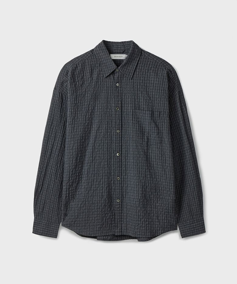 SEMI CROP CHECK SHIRT [SQUARE BLACK]