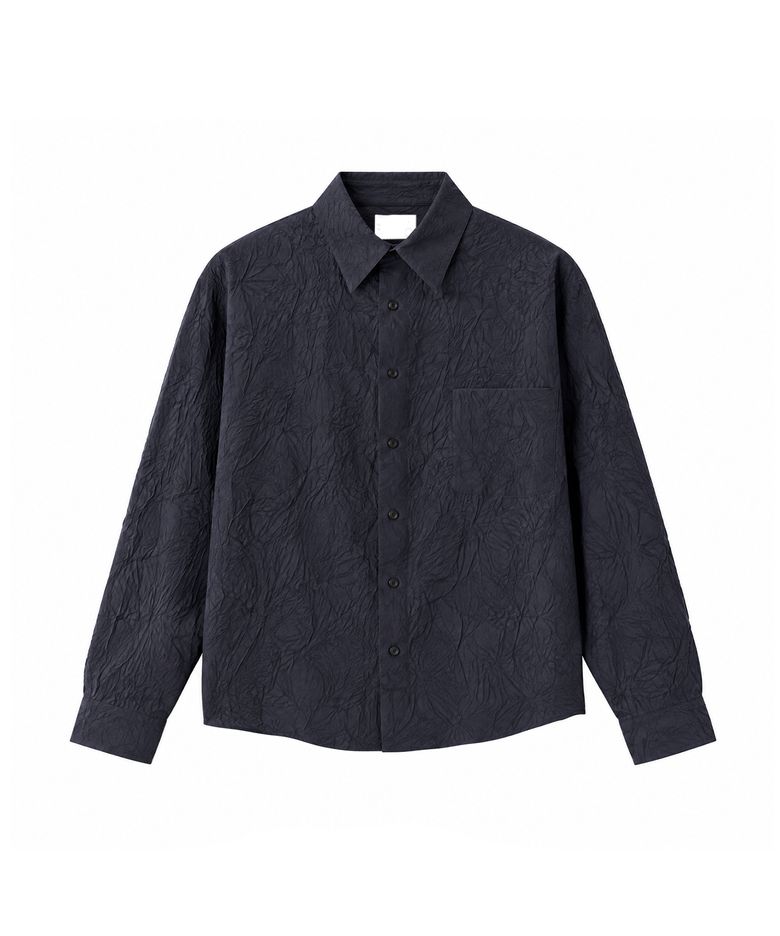 Irregular Wrinkled Shirt (Charcoal)
