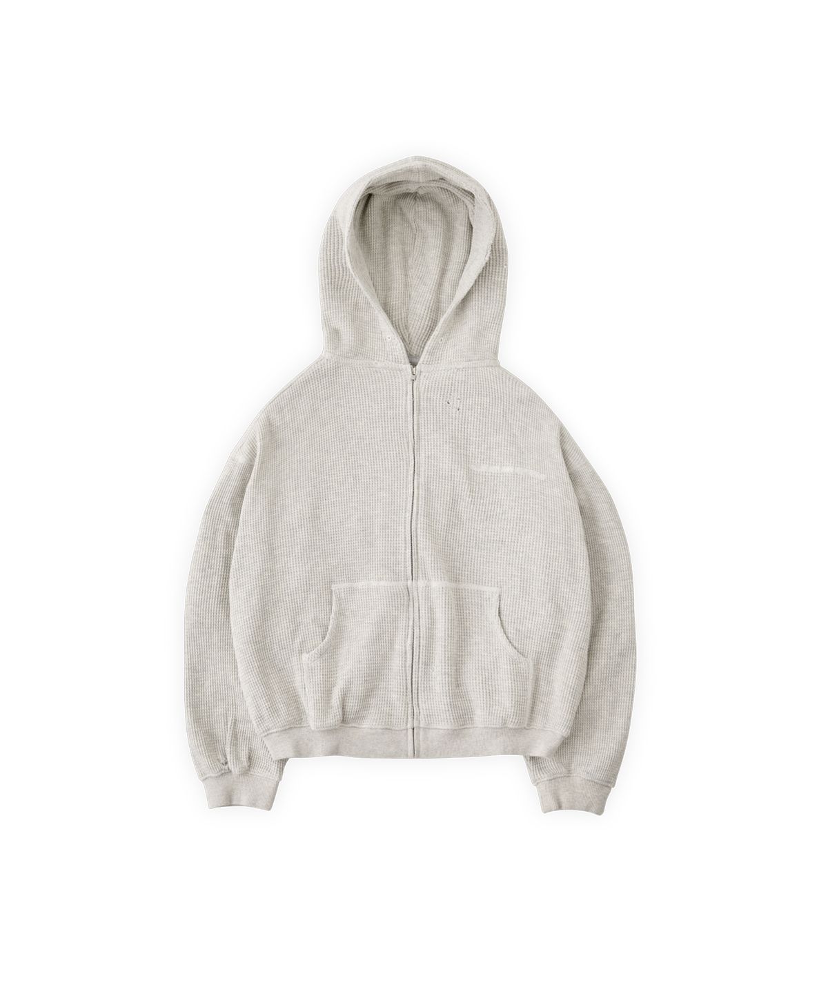 투위드(TUEWID) Tuewid cropped length waffle hoodie zip-up in oat