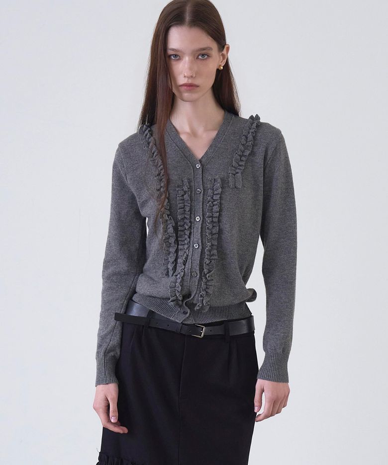 Milan Frill Knit Cardigan Grey