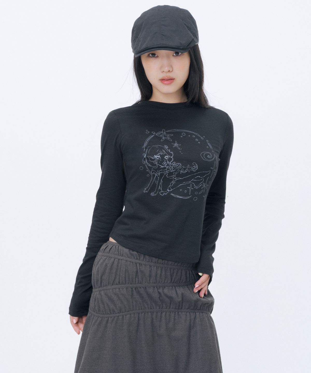 미세키서울(MISEKI SEOUL) Winter sea graphic long sleeve BLACK
