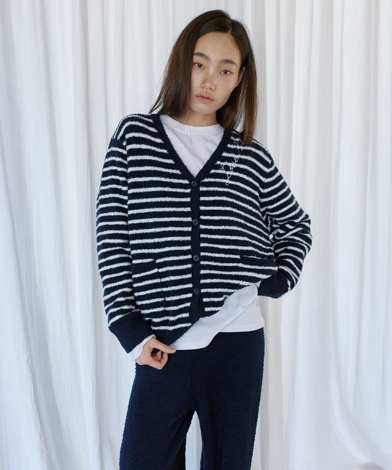 [SET] 스트라이프 믹스 가디건 & 팬츠 셋업 네이비 MDPJ006NAVY