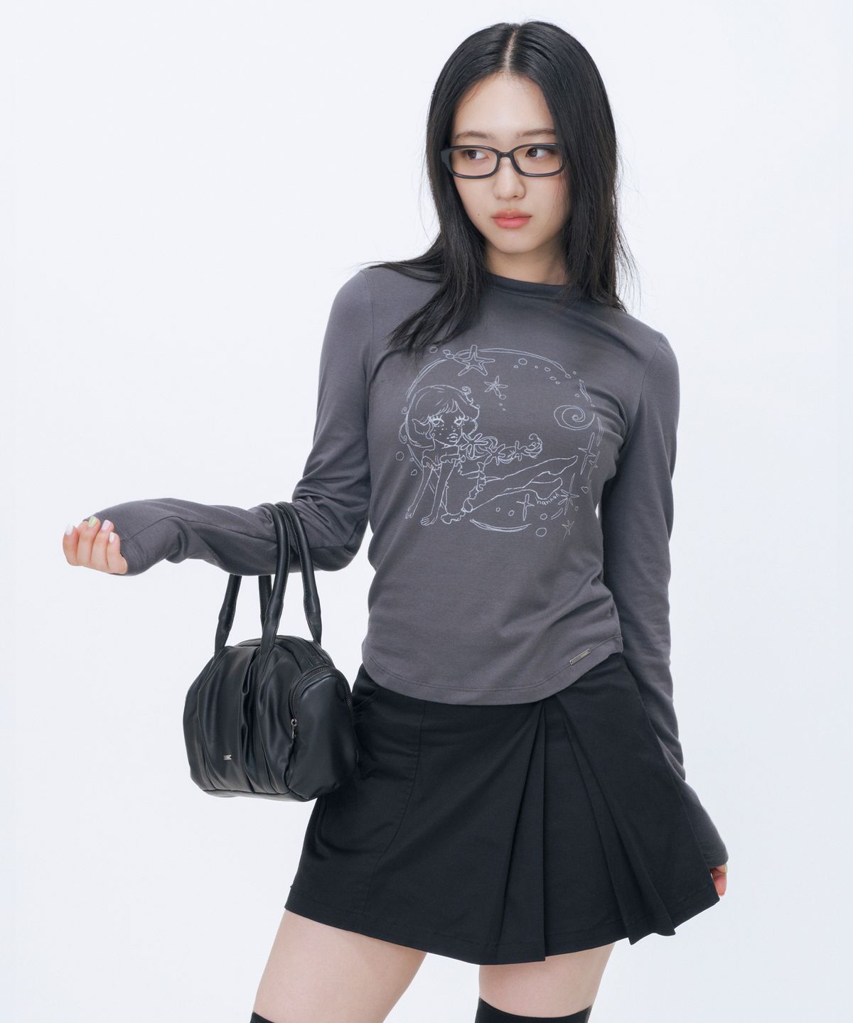 미세키서울(MISEKI SEOUL) Winter sea graphic long sleeve CHARCOAL