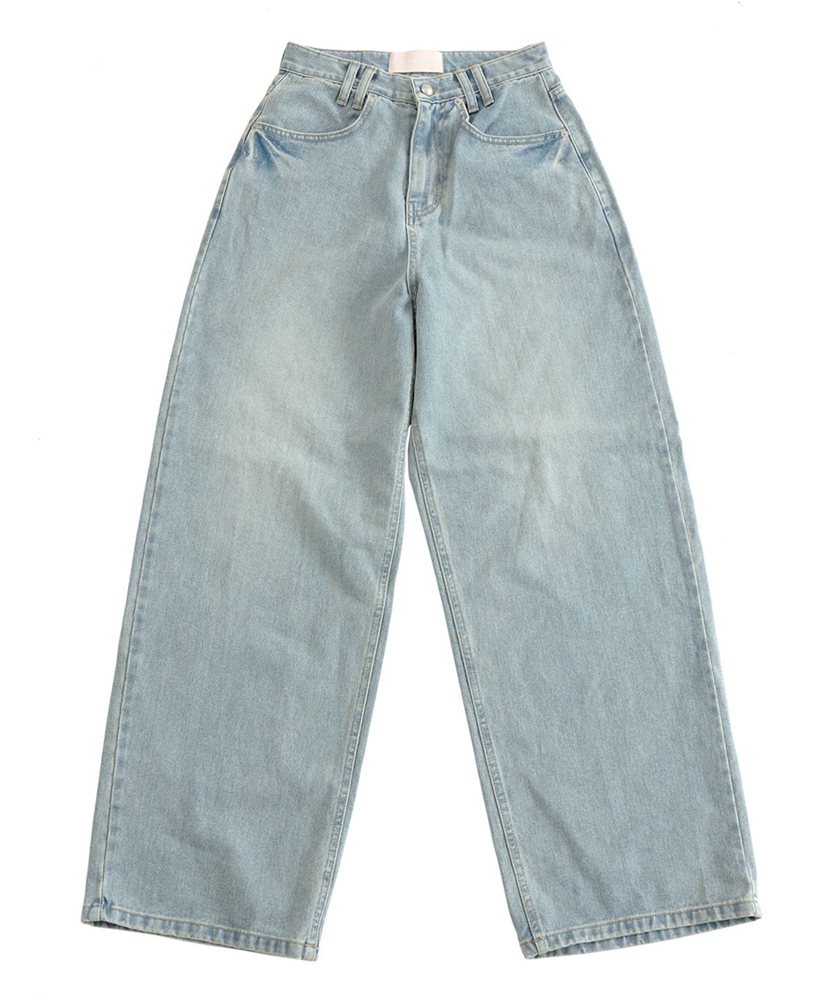 오드원아웃(ODDONEOUT) TINT WASH STONE LOGO LOOSE JEANS L.BLUE