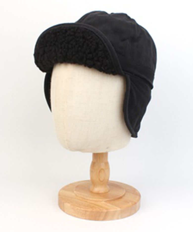 Washing Black Half Earflap Cap 귀달이모자
