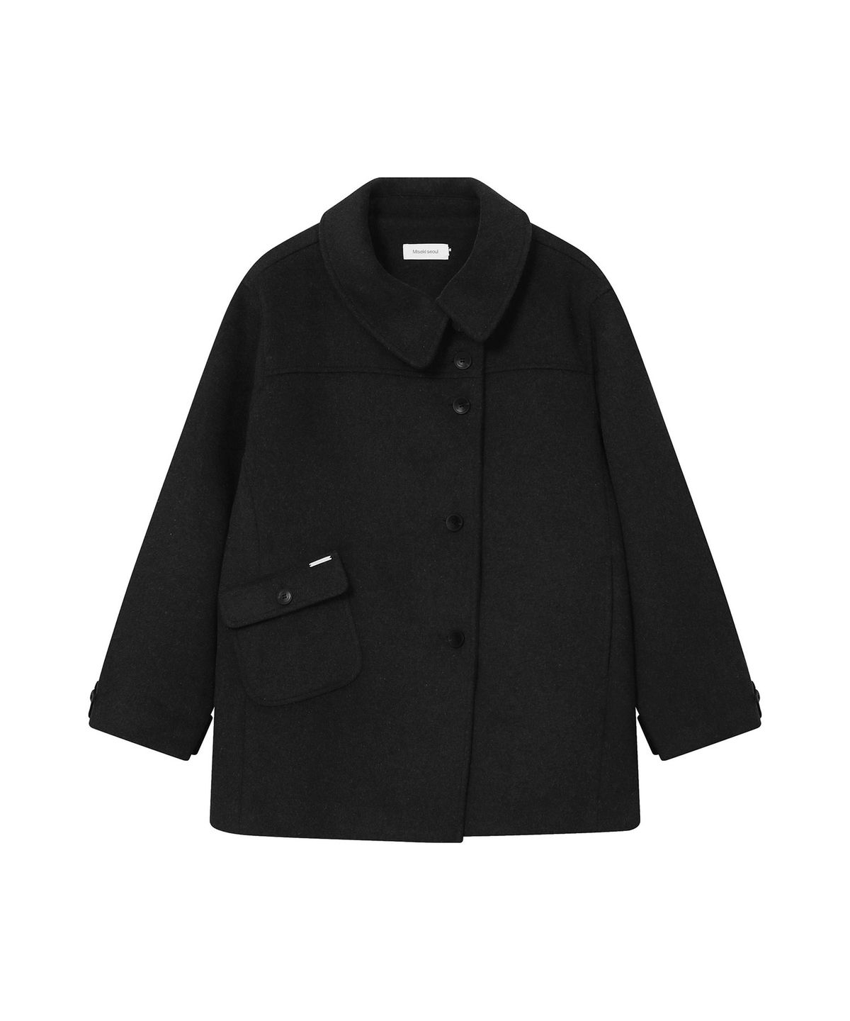 미세키서울(MISEKI SEOUL) Big collar button coat BLACK