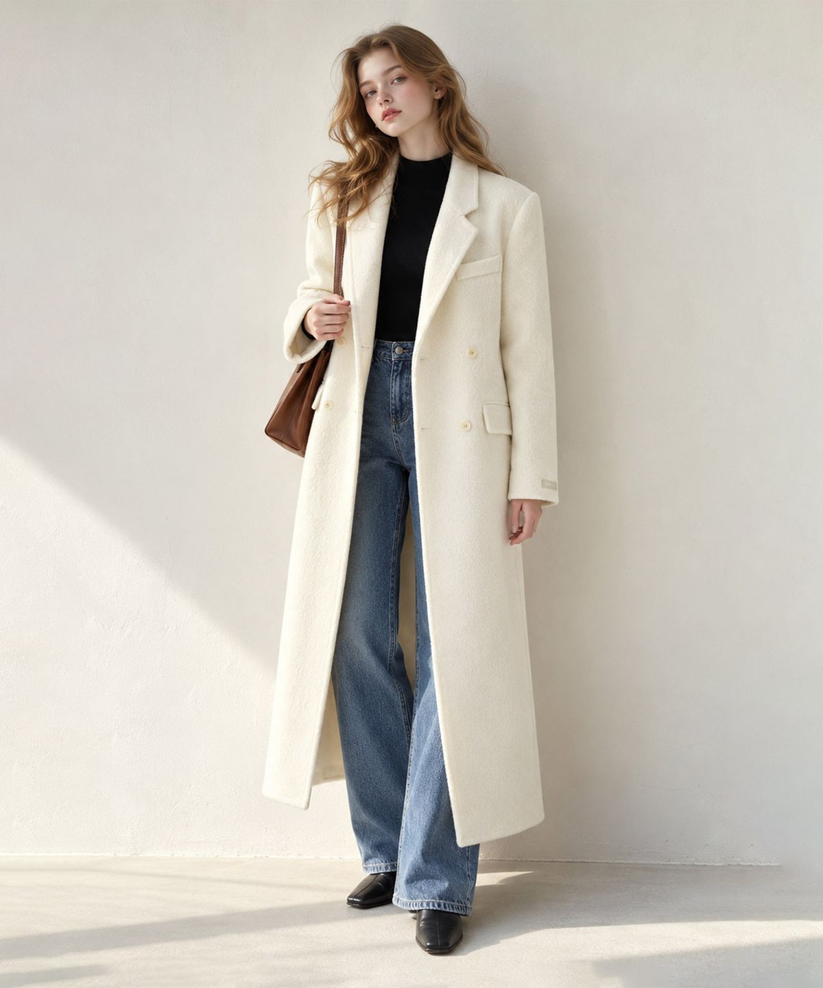 바스카라(VASCARA) Handmade Tailored Wool Flap Pocket Double Long Coat (2colors)