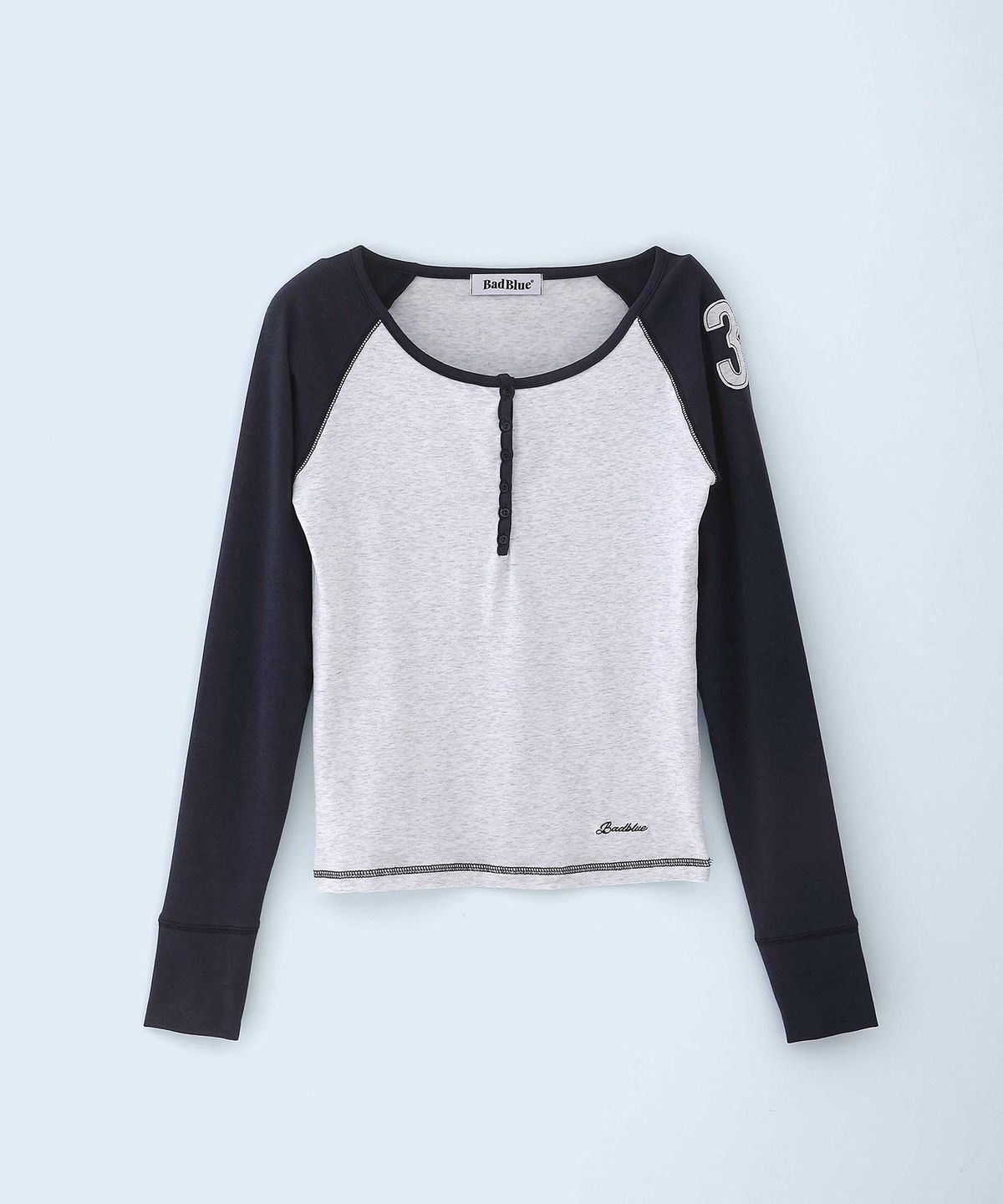 배드블루(BADBLUE) Class Henley Neck Long Sleeve Navy