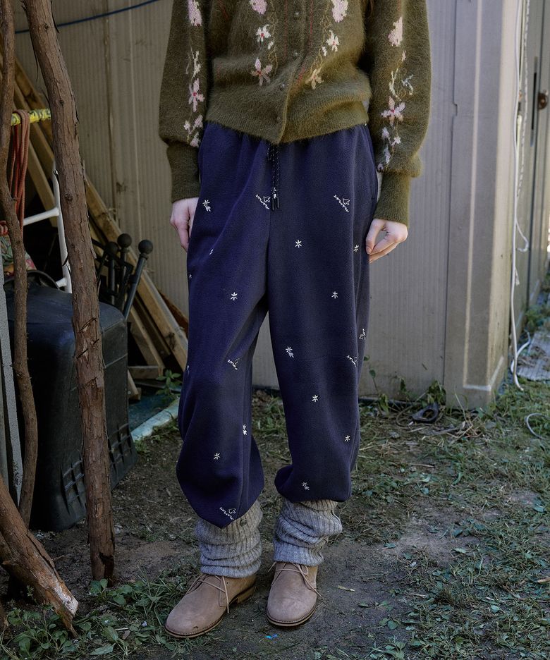 Bird Embroidered Fleece Pants MU2699PT901M