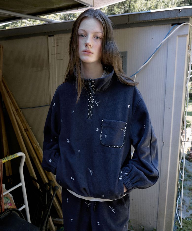 Bird Embroidered Fleece Anorak MU2699TS901M