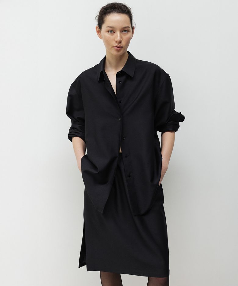 Poise Wool Silk Shirt (black)