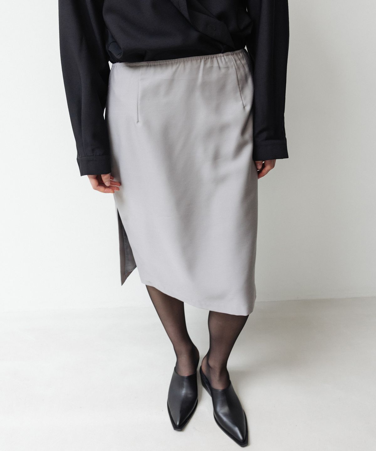 오브헤덴(OPHEDEN) Poise Wool Silk Skirt (grey)