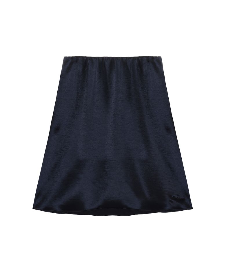 GLOW SATIN MIDI SKIRT_NAVY