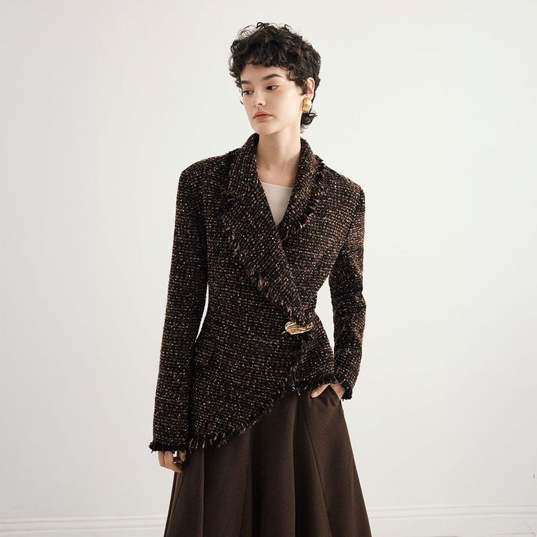 YY_Slim irregular brown jacket