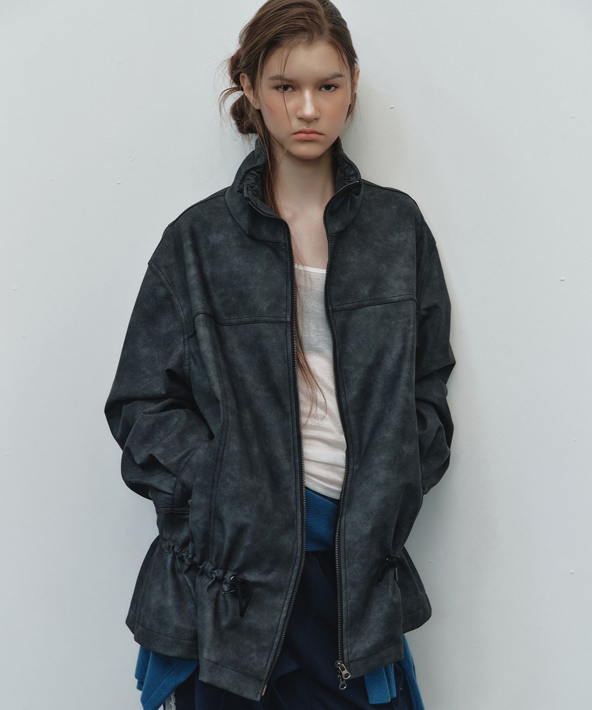 닉앤니콜(NICK&NICOLE) WASHED STRING FIELD JACKET_CHARCOAL