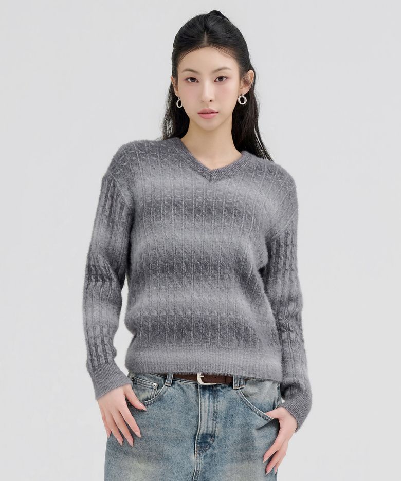 여성 브이넥 날개사 스웨터-FFRG5276D03