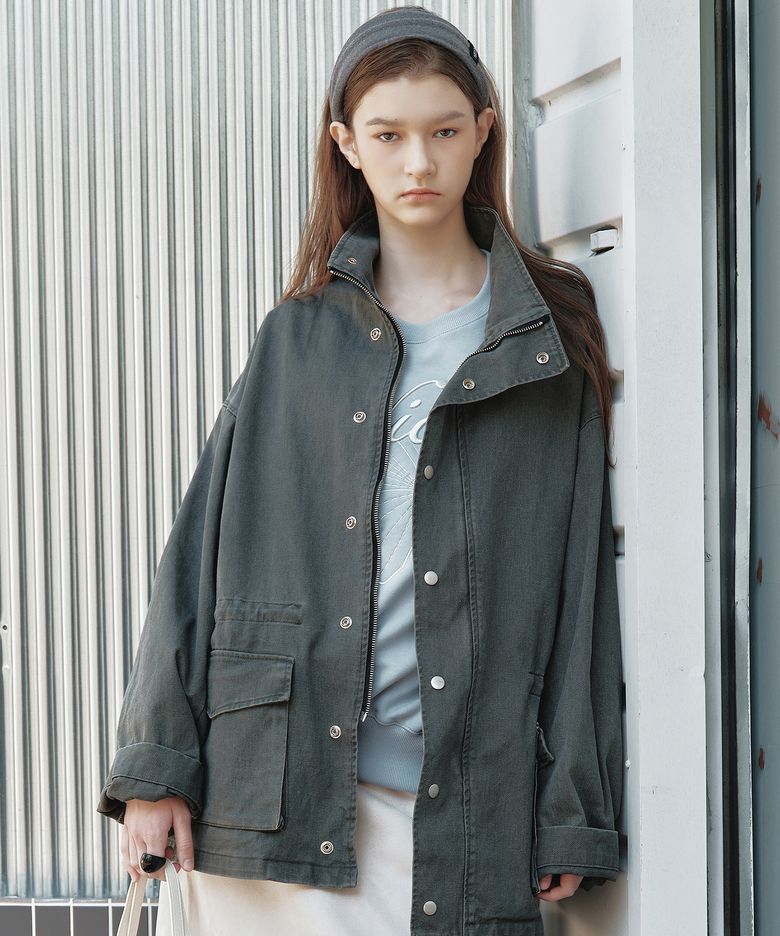 VINTAGE WASH FIELD JACKET_CHARCOAL