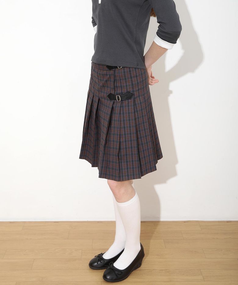 New School Check Buckle Lap Skirt