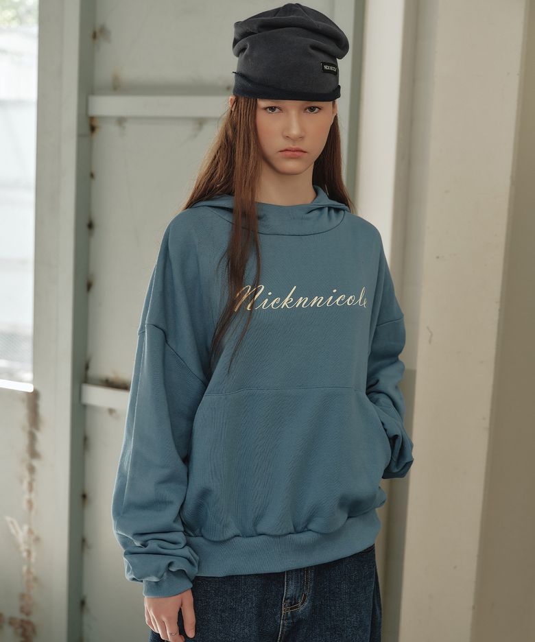 COWL NECK HOODIE_BLUE