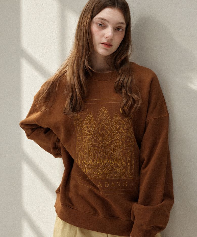 Sun,moon and five peaks sweatshirt_camel brown 일월오봉도 스웻셔츠_카멜브라운