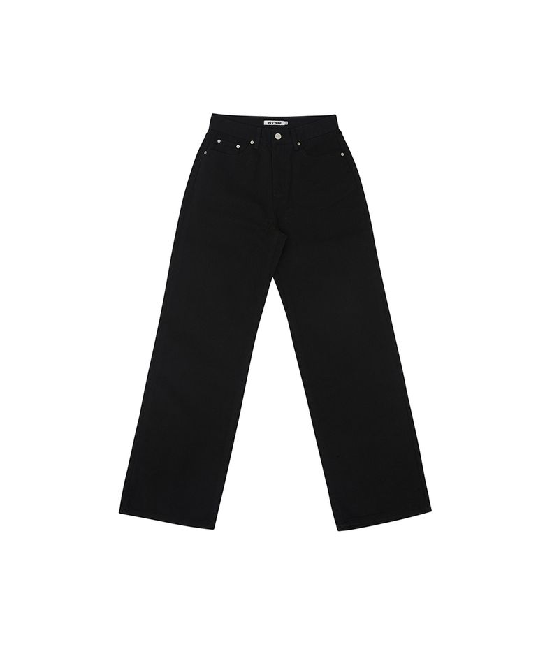 Cotton Wide Straight Pants (ebony black)