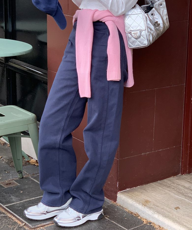 Color Dyeing Denim Straight Pants (ocean navy)