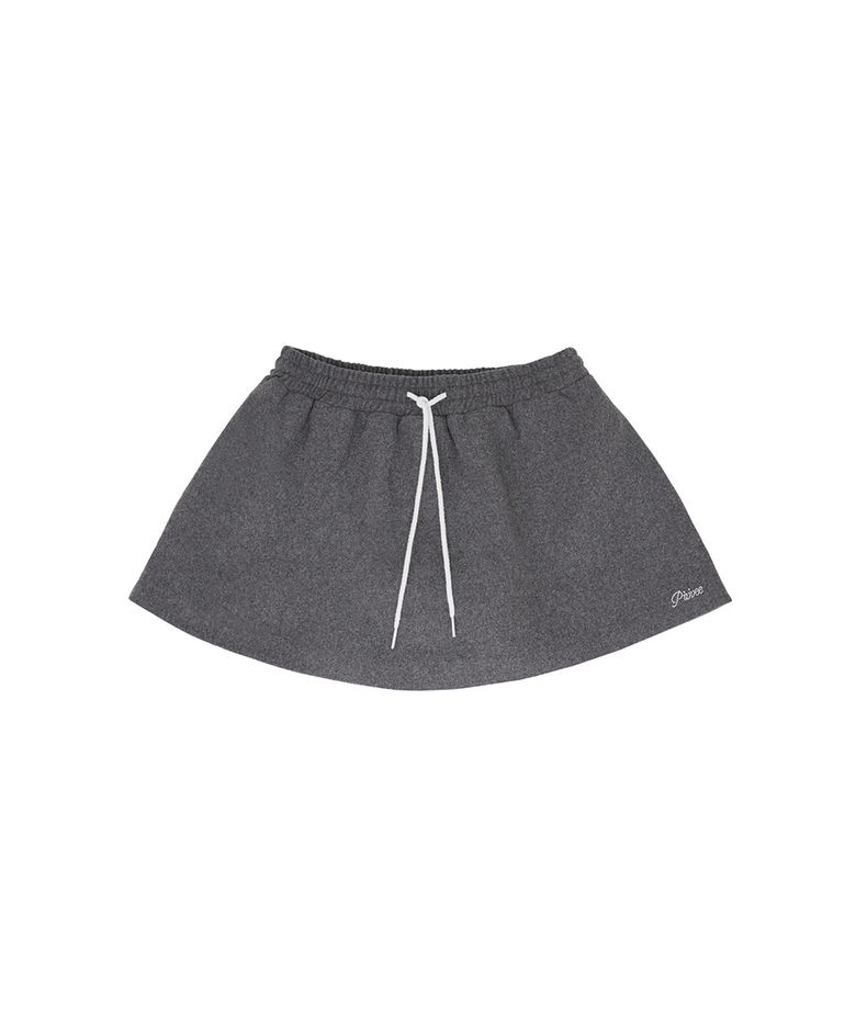 Wool Blend Drawstring Mini Skirt (fuzzy charcoal)