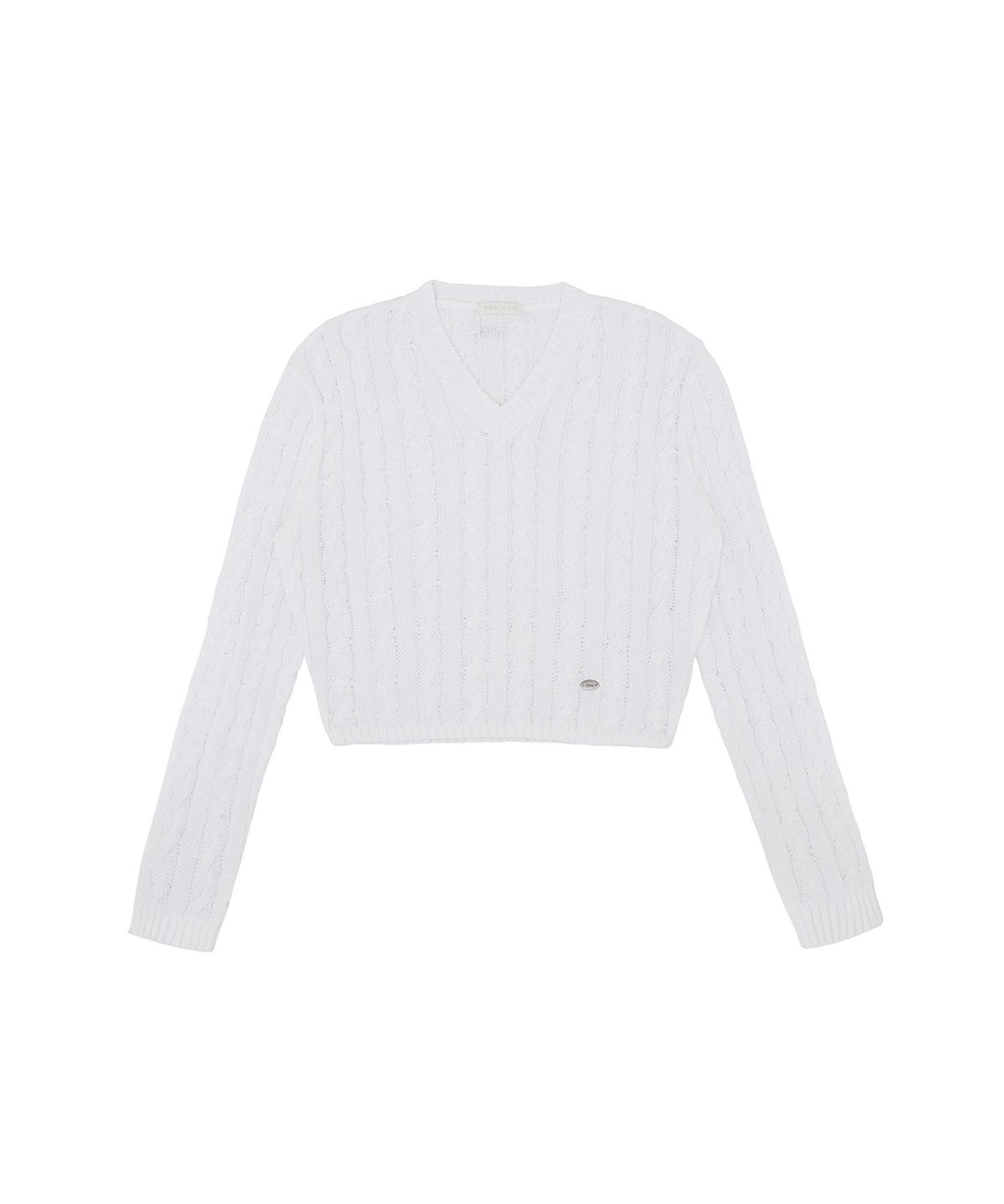 피브비(PIV’VEE) V Neck Cable Knit Top (cloud white)