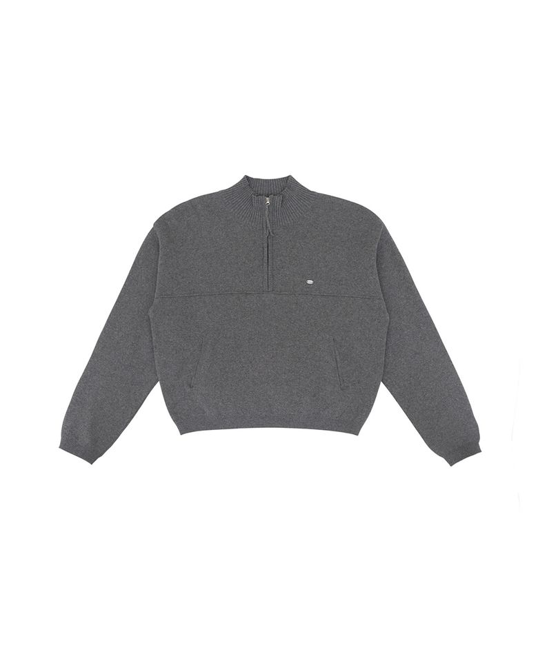 Half Zip-up Knit (fuzzy charcoal)